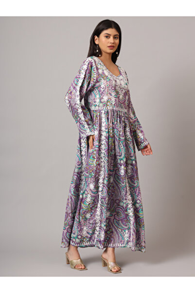 alaya Hand Embroidered Lucknowi Chikankari Printed Mulmul Cotton Jalabiya-AL3936