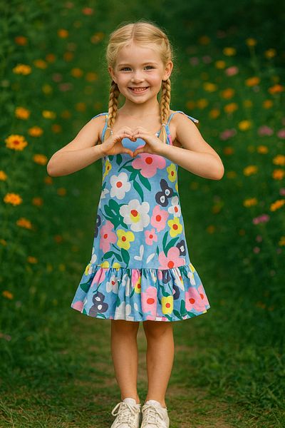MAXI DRY Girl's Strappy Patterned Summer Dress 4-10 Years