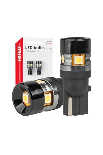AMIO Set 2 becuri auto LED Canbus T10 W5W, 12-24V, 5SMD