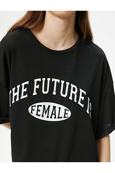 Koton oversized Αθλητικό μπλουζάκι με τύπωμα με μακρύ μανίκι με λαιμόκοψη