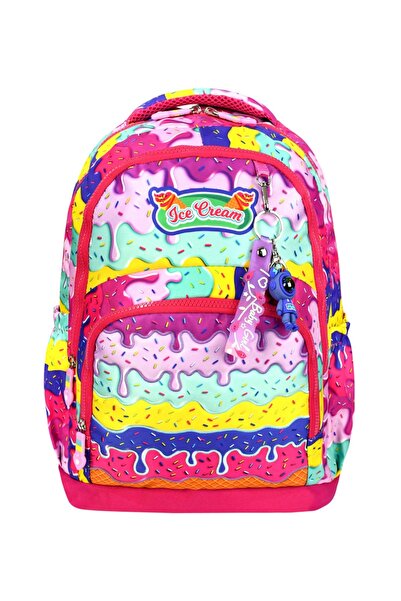 Atletic ÇOK RENKLİ DONDURMA DESENLİ BESLENMELİ KALEMLİKLİ İKIZ İLKOKUL ÇANTA