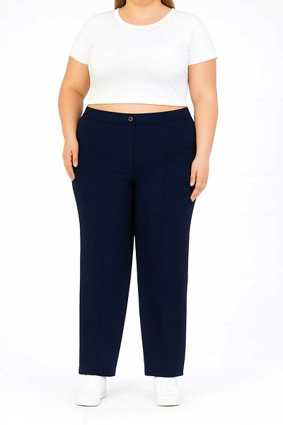 Maison La Femme Women's plus size pants piped palazzo
