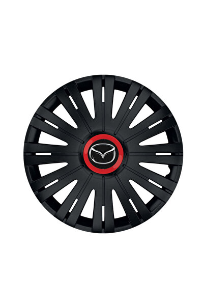 Autohelix MSA Set de 4 capace de roți negre cu inel roșu Active R16 pentru ga...