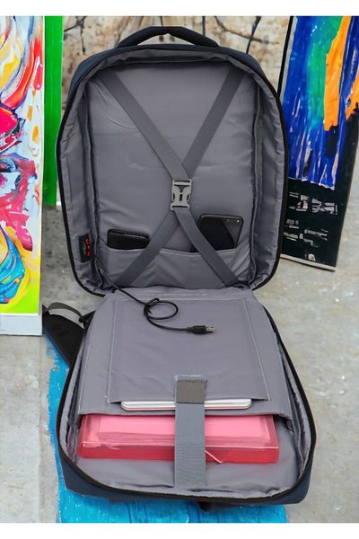 OEM Multifunctional backpack for laptop and tablet, USB port, 43x31x17cm, 1129, blue