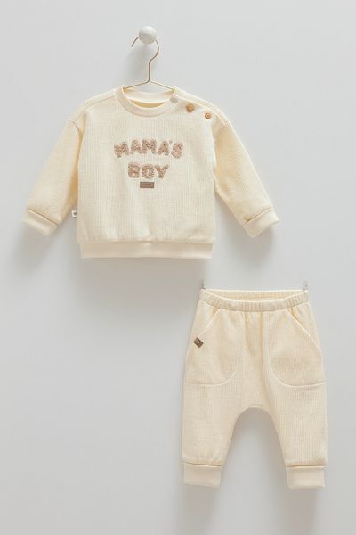Caramell 100% Cotton Mama's Boy Baby Boy Knitwear Set - (3-18 Months) Knitwear Outside, Combed Cotton Inside