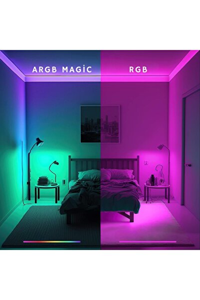 ÖZER LİGHT 5mt Şerit Neon Led Animasyonlu Kumandalı Ve Telefon Kontrollü Sese Ve Müziğe Duyarlı Magic Led Argb