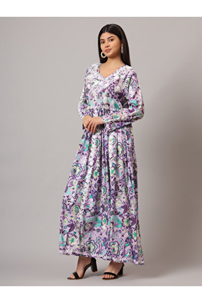 alaya Hand Embroidered Lucknowi Chikankari Printed Mulmul Cotton Jalabiya-AL3936