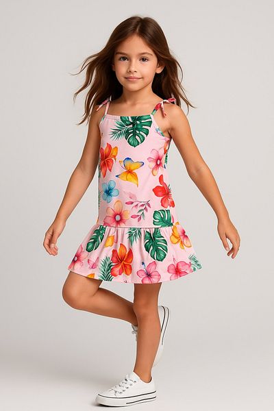 MAXI DRY Girl's Strappy Patterned Summer Dress 4-10 Years