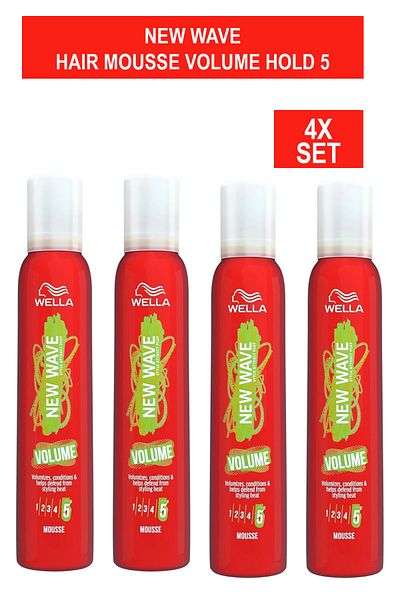 Wella New Wave Hair Mousse Volume Hold5 200ml x4