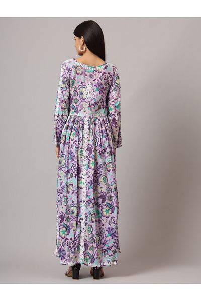 alaya Hand Embroidered Lucknowi Chikankari Printed Mulmul Cotton Jalabiya-AL3936