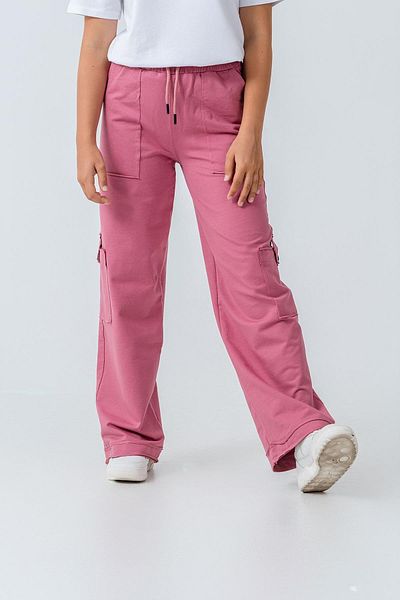 ASYAKİDS CLUB Girls' Wide Leg Pocketed Comfortable Cut Combed Cotton Sweatpants