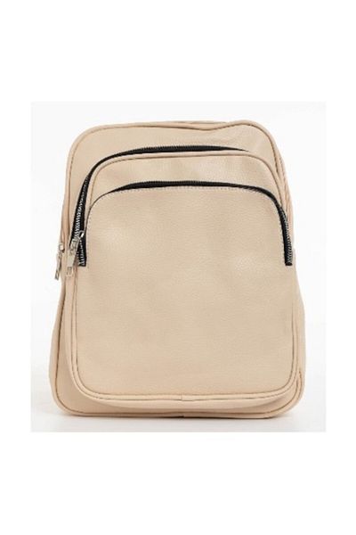 E EFRALL Women's eco-leather zipper backpack with beige pattern - Concept