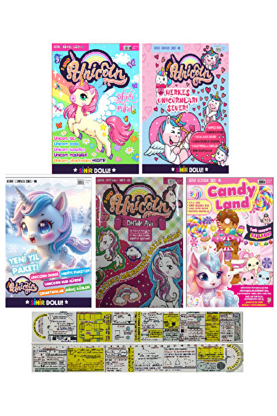 Doğan Çocuk I Love Unicorn 5'li Hediyeli Dergi Seti + Mat. Öğreten Cetvel