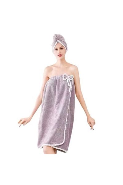 E EFRALL Set 3 pieces for bath - turban towel, body towel, and headband purple - Concept E Efrall