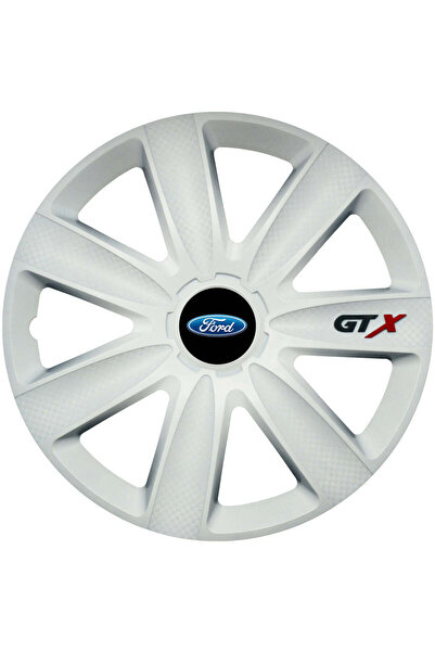 OEM Set de 4 capace de jantă GTX albe R15, compatibile cu Ford
