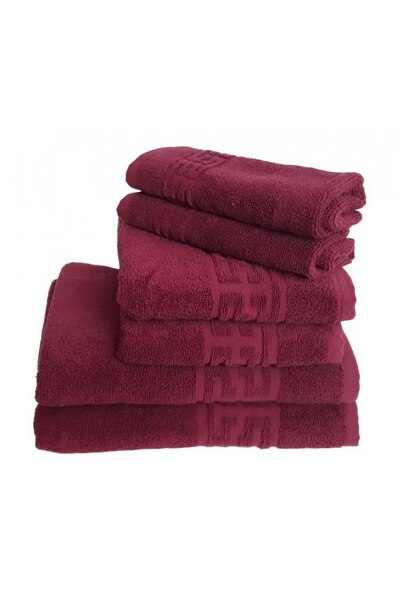 DeNikos Set 6 prosoape groase si pufoase, bumbac, model grecesc, Grena,