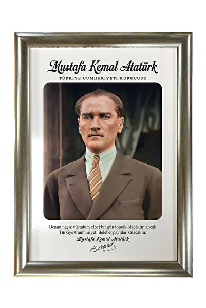 AND Mustafa Kemal Atatürk Portre – MDF Üzerine UV Baskı Çerçeveli Tablo Sanatsal Modern Duvar Dekoru