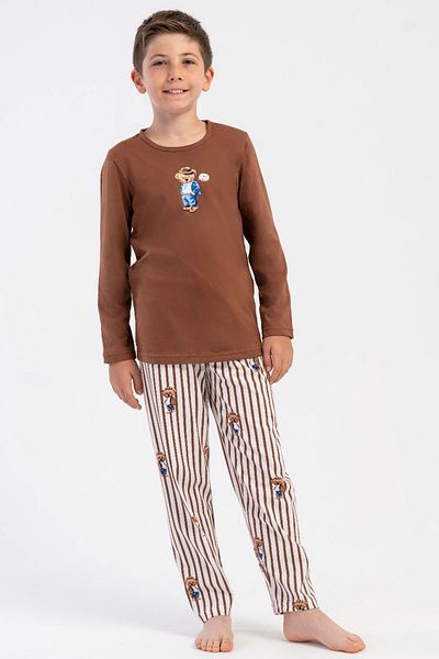 VİENETTA Cotton Boy's Long Sleeve Pajama Set (7/8-13/14), 503075
