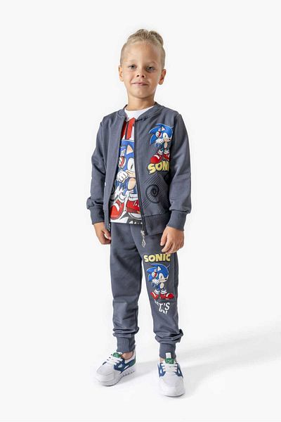 LİLLYPİCCA Boy's 3-Piece Suit Zippered Cardigan - Long Sleeve Sweatshirt - Combed Cotton Trousers with Elastic Waist