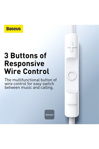Baseus Wired Earphone In Ear Headset With Mic Stereo Bass Sound 3.5mm