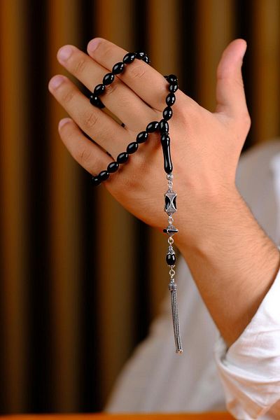 dergah tesbih Pear-shaped Model Silver Design Erzurum Oltu Stone Prayer Beads