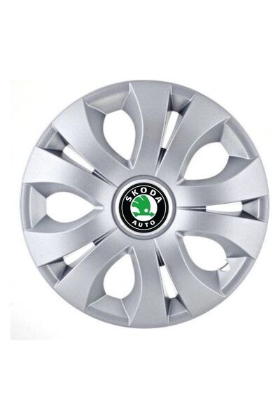 Autohelix MSA Set de 4 capace pentru roți, potrivite pentru jante R14, compatibile cu Skoda, model superior cromat