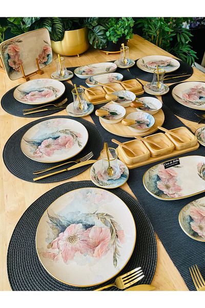 CASA DE BELLA Pink 47 Piece Breakfast Set for 6 People