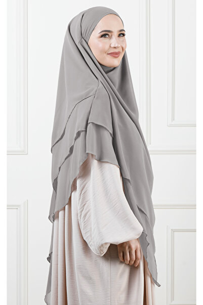 Ns nowascarf Uzun Sufle Khimar Peçeli Bağlamalı Tesettür Şal Taşrengi