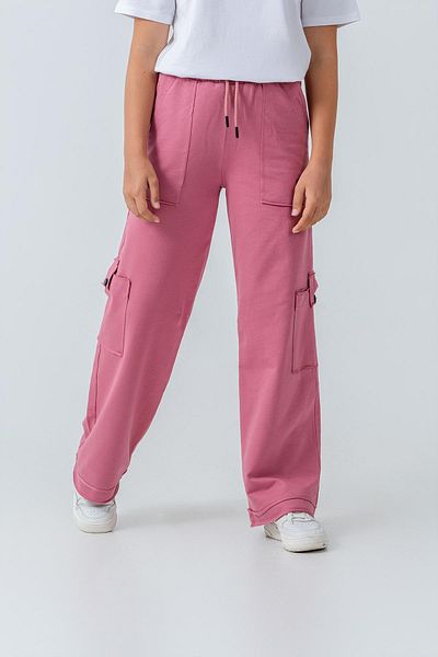 ASYAKİDS CLUB Girls' Wide Leg Pocketed Comfortable Cut Combed Cotton Sweatpants