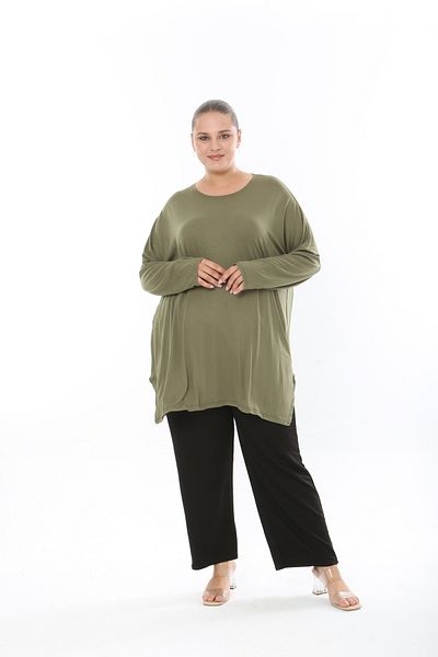 MODA LİZZA Women's Lycra Viscose Fabric Large Size Tunic One Size Bust Size 150 cm