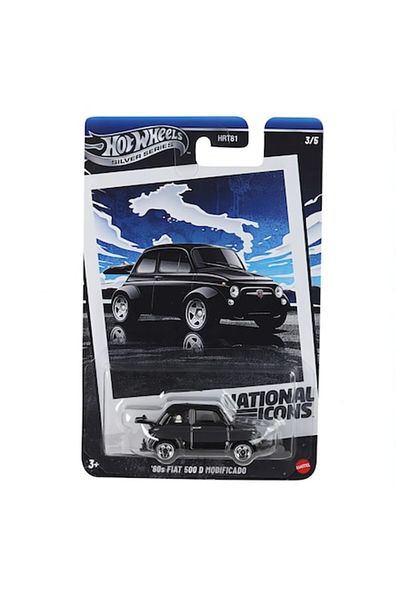 HOT WHEELS Silver, National Icons, 1960 Fiat 500D Modificado, Black