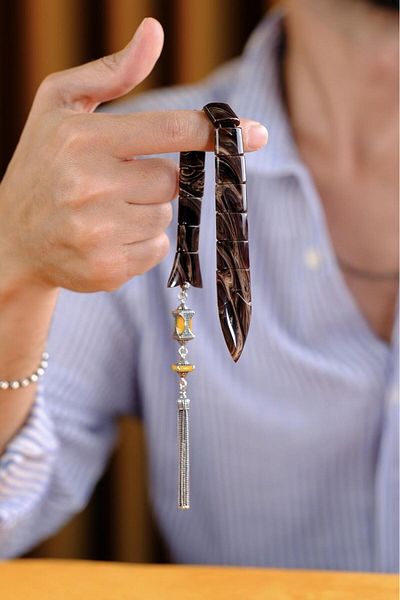 dergah tesbih Special Collectible Silver Design Fish Model Leopard Color Crimping Amber Prayer Beads