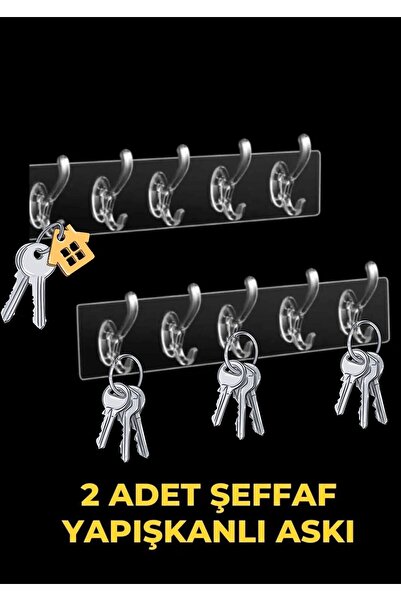 Ufak Tefek Şeyler Şeffaf Askı, Yapışkanlı Askı, Mutfak Askısı, Banyo Askısı,2...