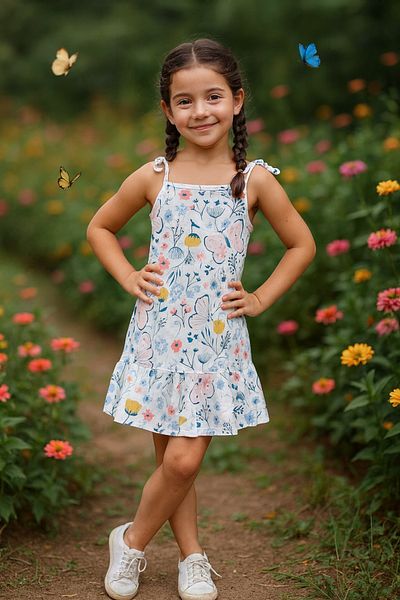 MAXI DRY Girl's Strappy Patterned Summer Dress 4-10 Years