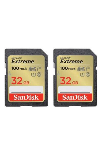 SanDisk Set 2 carduri de memorie Extreme SDSDXVT-032G-GNCI2, SDHC, 32GB, UHS-...