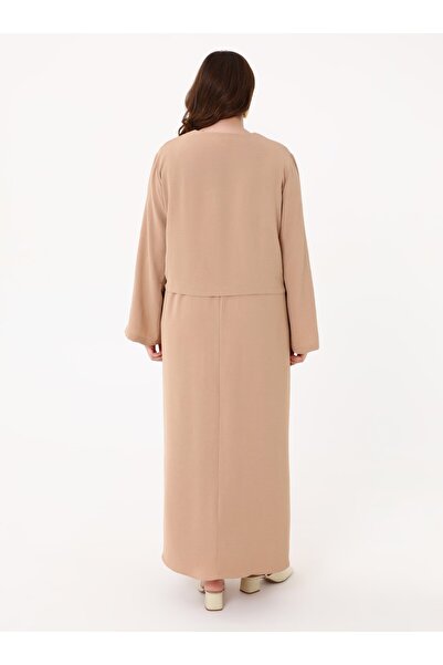 ALİA Aerobin Gömlek&Elbise Büyük Beden İkili Takım - Camel -