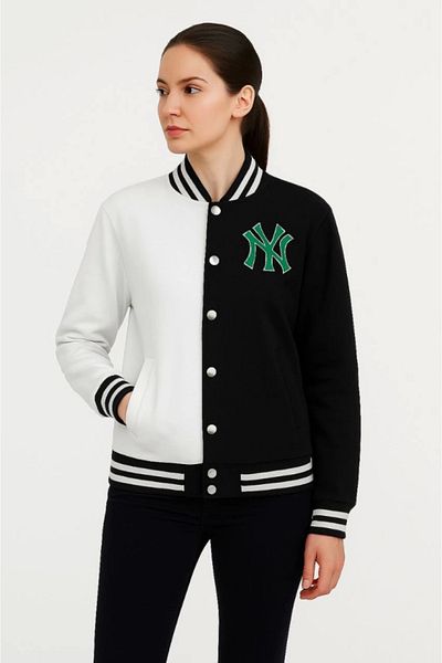 modamtn Two thread embroidered college jacket - black