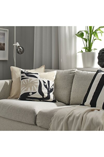 IKEA κάλυμμα μαξιλαριού, μαύρο-μπεζ, 50x50 εκ.