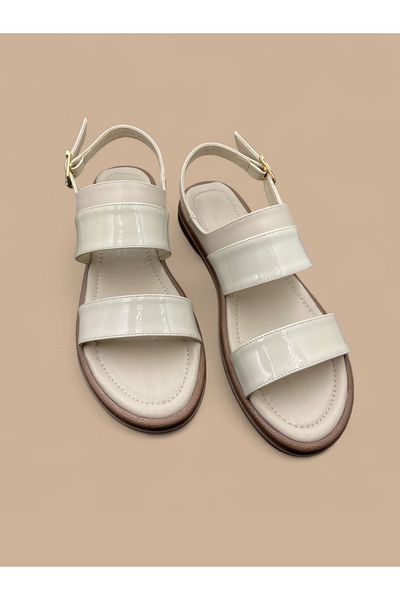 Odie Collection Women's Buckle Daily Patent Leather Strap Comfortable Sole Sandals