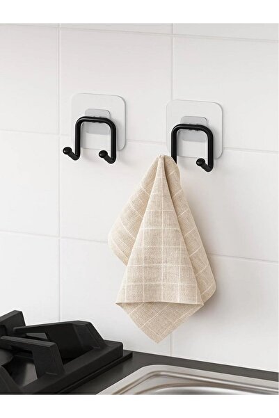 Carat Home Güçlü Yapışkanlı 2 Adet Çift Kancalı Banyo Mutfak Askısı Metal Askılık Duvar Askı Organizer