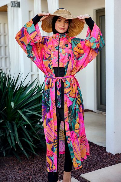 Remsa Mayo Remsa Single Kaftan Kimono Pareo on Hijab Swimsuit Pink02 Rp023 Color Shell