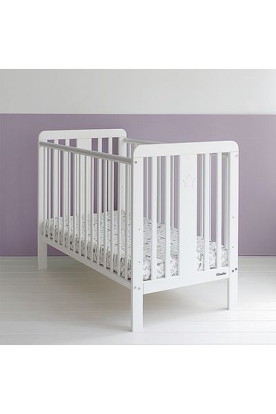 OEM Wooden baby crib, adjustable mattress height, Star Baby White 120x60 cm