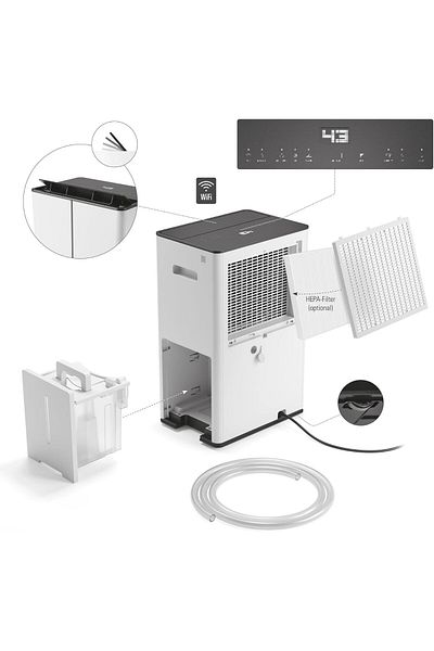 Stadler Form Swiss Design Lukas Dehumidifier Wi-Fi 20L/Day 70m² Air Purifier Quiet Mode 3-Pin 2-Yr Warranty