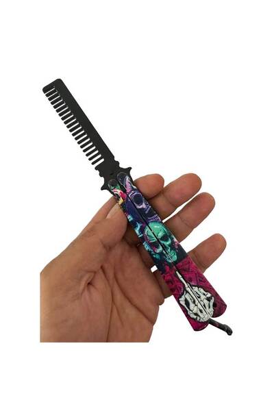 Skygo Metal 21 cm Butterfly Comb with Skull Design