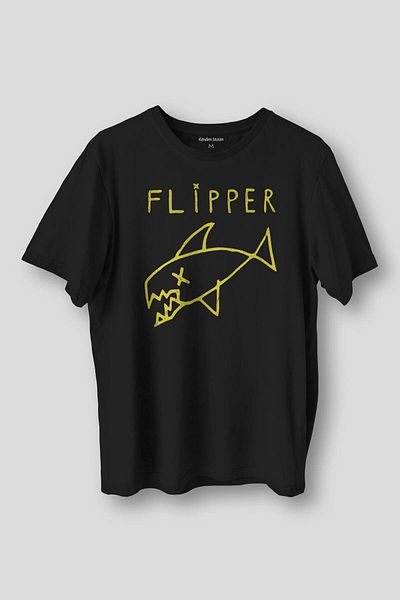Kendim Seçtim Kurt Cobain Flipper T-Shirt Nirvana Grunge Rock Punk Printed Black Tee Unisex