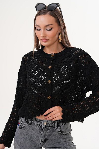 ŞİMAL Women's Pompom Patterned Buttoned Knitwear Knitted Cardigan 255216 -