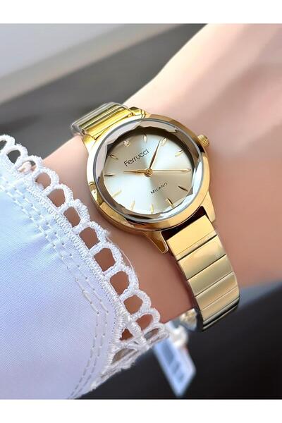 Ferrucci Milano Beyaz Kadran Gold Metal Kordon Kadın Kol Saati