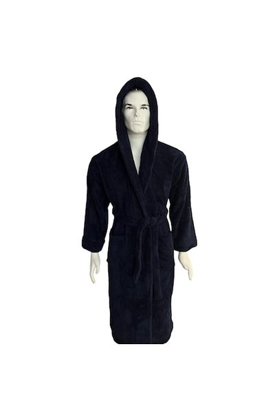 E EFRALL Bathrobe with Hood Four Seasons, Dark Navy Blue, XL