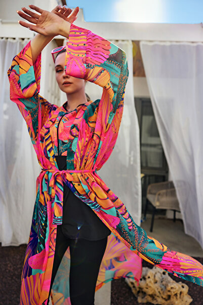 Remsa Mayo Remsa Single Kaftan Kimono Pareo on Hijab Swimsuit Pink02 Rp023 Color Shell