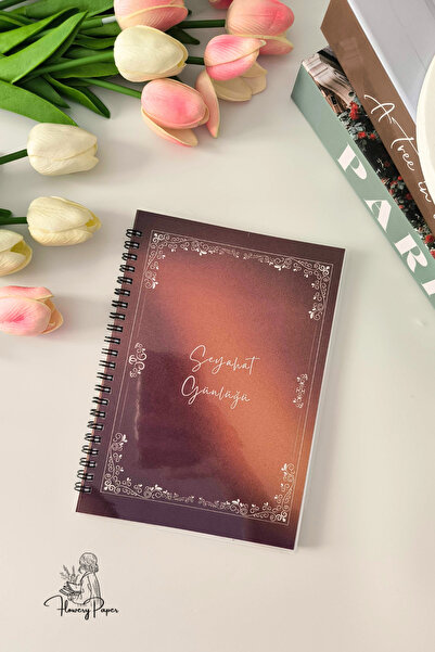 Flowery Paper Seyehat Günlüğü , 60 yaprak /120 sayfa,Sert Kapak,Telli Konsept...